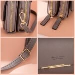Women's Black Crossbody Wallet Bag with Gold Accents and - Image 9