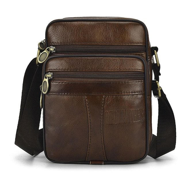 ghgcpd1674008272796 Men's Brown Leather Crossbody Bag with Multiple Zipper - Image 1