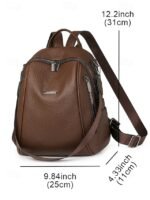 Women's Brown Faux Leather Mini Backpack – - Image 10