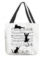 Large Capacity Tote Bag with 3D Cat Print and Paw Patterns – - Image 11