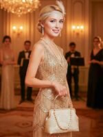 Women's Elegant Pearl Handle Clutch Bag - Floral - Image 2