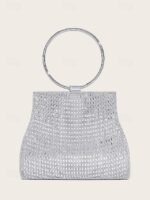 5PCS Elegant Crystal Evening Clutch with Gold Ring Handle – - Image 9