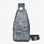 Men's Brown Faux Leather Crossbody Sling Bag with Multiple - Image 11