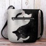 Yin Yang Cat Design Crossbody Bag - Artistic Black and White Cat - Image 6