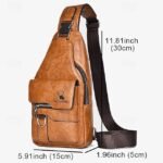 Men's Brown Faux Leather Crossbody Sling Bag with Multiple - Image 6