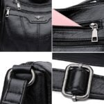 Women's Black Brown Crossbody Bag with Multiple Zippered - Image 7