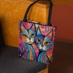 Women's Colorful Cat Art Tote Bag - Vibrant and Stylish - Image 6