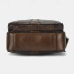 Men's Brown Leather Crossbody Bag with Multiple Zipper - Image 5