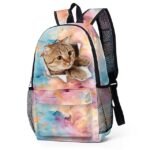 Galaxy Cat Print Backpack with Large Capacity – Cute Animal - Image 8