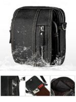 Men's genuine leather messenger bag with zipper pocket, - Image 10