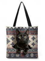 Women's Christmas Tote Bag, Green Snowflake and Fair Isle - Image 12