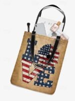 American Flag Sunflower Print Tote Bag with Starry Background, - Image 7